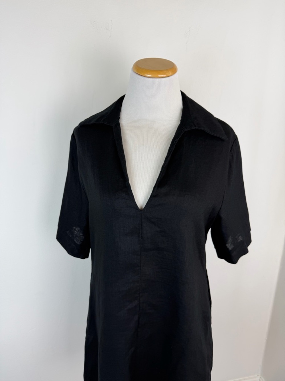 DISSH Candice Black Linen Polo Collared Mini Dress Size 4 - Picture 5 of 8